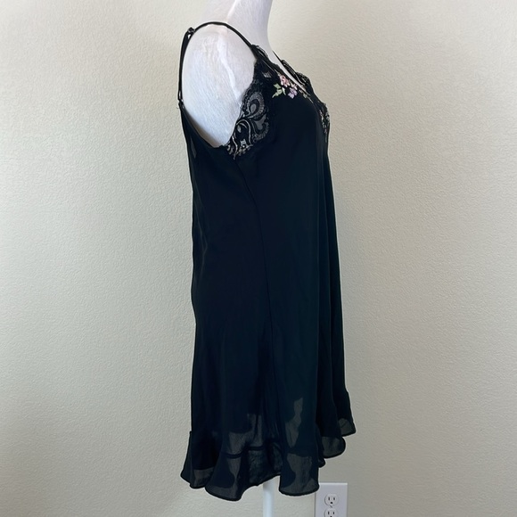 Oscar de la Renta pink label black lace floral embroidered lingerie dress size L - Picture 4 of 8